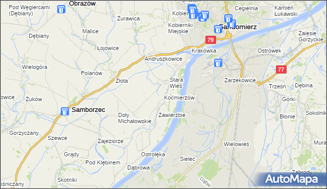 mapa Koćmierzów, Koćmierzów na mapie Targeo