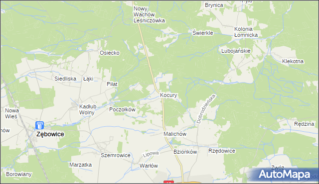 mapa Kocury gmina Dobrodzień, Kocury gmina Dobrodzień na mapie Targeo