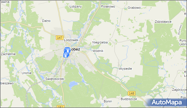 mapa Kołdrąb gmina Łobez, Kołdrąb gmina Łobez na mapie Targeo