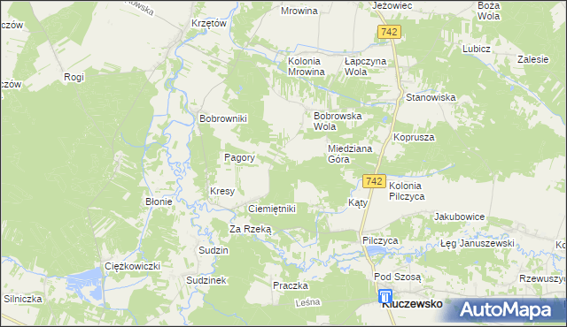 mapa Kolonia Bobrowska Wola, Kolonia Bobrowska Wola na mapie Targeo