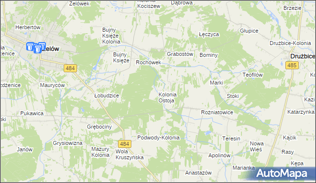 mapa Kolonia Ostoja, Kolonia Ostoja na mapie Targeo