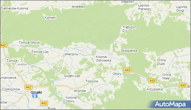 mapa Kolonia Ostrowska, Kolonia Ostrowska na mapie Targeo