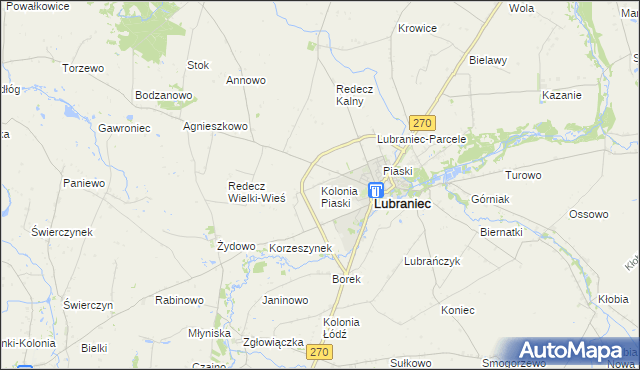 mapa Kolonia Piaski gmina Lubraniec, Kolonia Piaski gmina Lubraniec na mapie Targeo