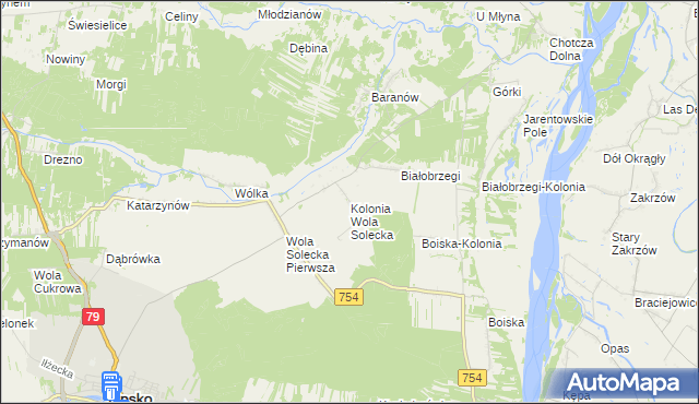 mapa Kolonia Wola Solecka, Kolonia Wola Solecka na mapie Targeo