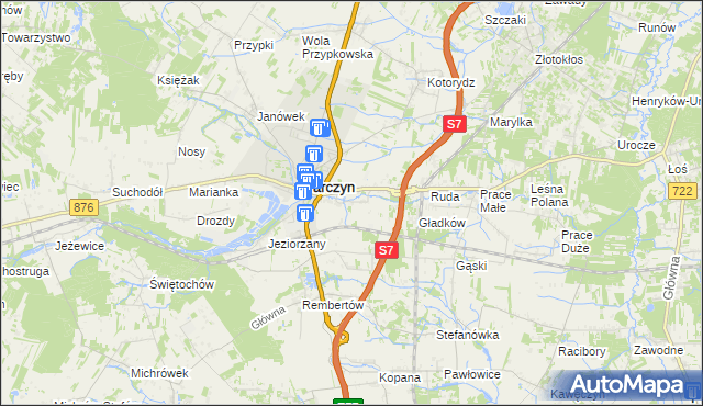mapa Komorniki gmina Tarczyn, Komorniki gmina Tarczyn na mapie Targeo