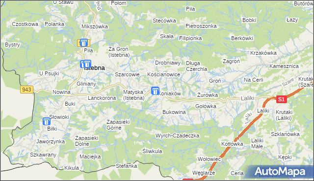 mapa Koniaków, Koniaków na mapie Targeo