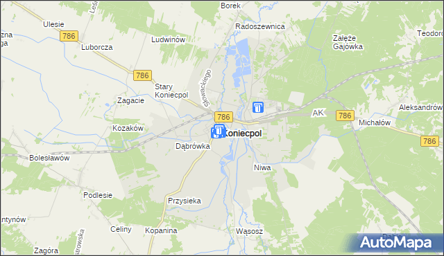 mapa Koniecpol, Koniecpol na mapie Targeo