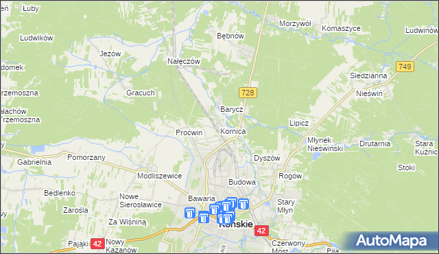 mapa Kornica, Kornica na mapie Targeo