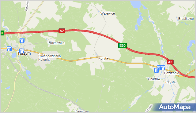 mapa Koryta gmina Torzym, Koryta gmina Torzym na mapie Targeo