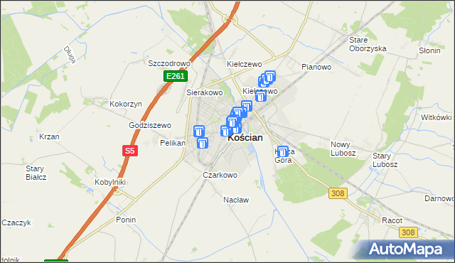 mapa Kościan, Kościan na mapie Targeo