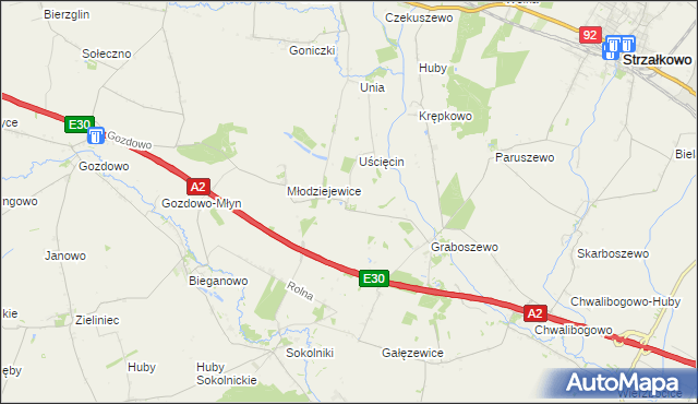mapa Kościanki gmina Strzałkowo, Kościanki gmina Strzałkowo na mapie Targeo