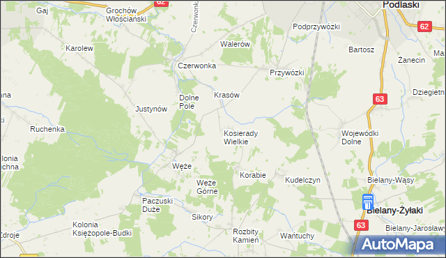 mapa Kosierady Wielkie, Kosierady Wielkie na mapie Targeo