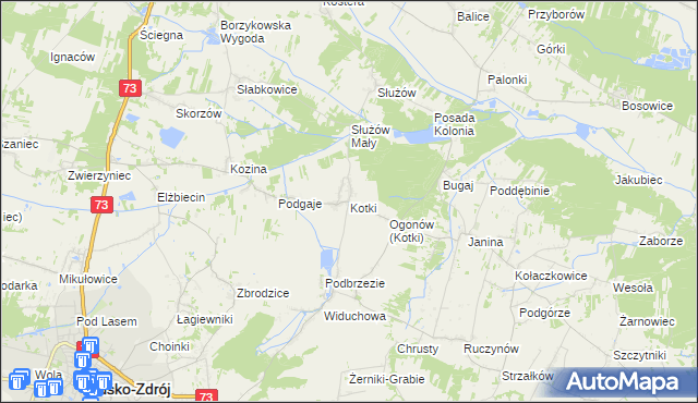 mapa Kotki gmina Busko-Zdrój, Kotki gmina Busko-Zdrój na mapie Targeo