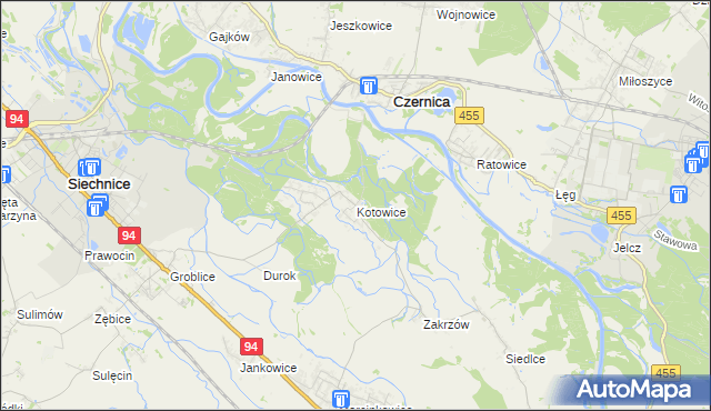 mapa Kotowice gmina Siechnice, Kotowice gmina Siechnice na mapie Targeo