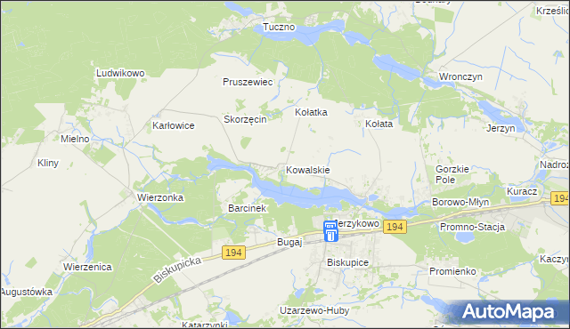 mapa Kowalskie gmina Pobiedziska, Kowalskie gmina Pobiedziska na mapie Targeo