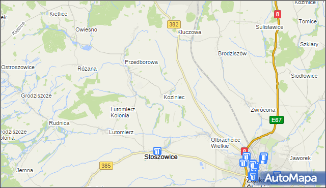 mapa Koziniec gmina Ząbkowice Śląskie, Koziniec gmina Ząbkowice Śląskie na mapie Targeo