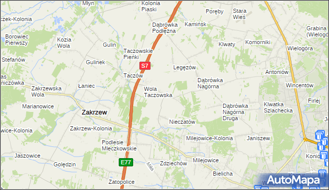 mapa Kozinki, Kozinki na mapie Targeo