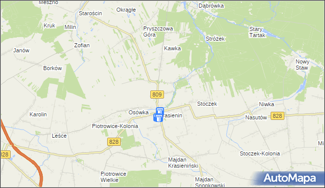 mapa Krasienin-Kolonia, Krasienin-Kolonia na mapie Targeo