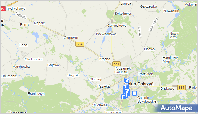 mapa Krążno, Krążno na mapie Targeo