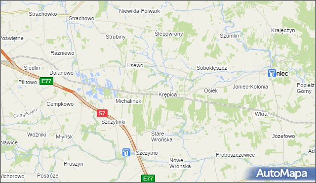 mapa Krępica gmina Płońsk, Krępica gmina Płońsk na mapie Targeo