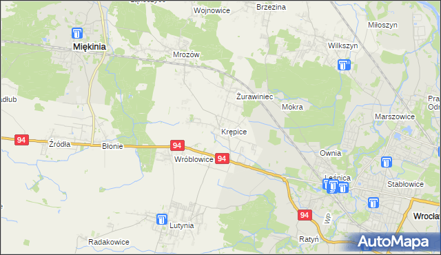 mapa Krępice gmina Miękinia, Krępice gmina Miękinia na mapie Targeo