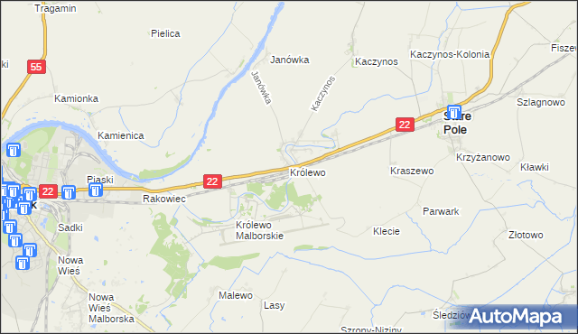 mapa Królewo gmina Stare Pole, Królewo gmina Stare Pole na mapie Targeo