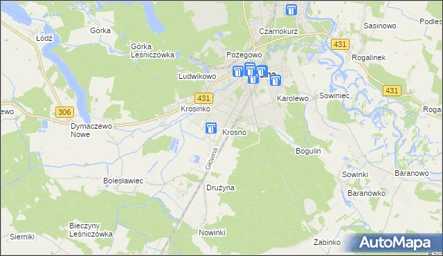 mapa Krosno gmina Mosina, Krosno gmina Mosina na mapie Targeo