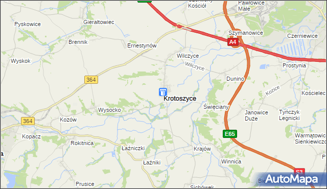 mapa Krotoszyce, Krotoszyce na mapie Targeo