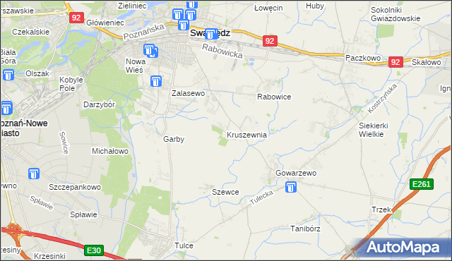 mapa Kruszewnia gmina Swarzędz, Kruszewnia gmina Swarzędz na mapie Targeo