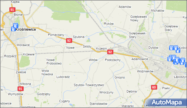 mapa Krzesin-Parcela, Krzesin-Parcela na mapie Targeo