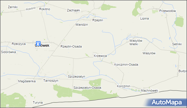 mapa Krzewica gmina Ulhówek, Krzewica gmina Ulhówek na mapie Targeo