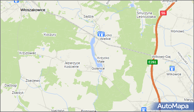 mapa Krzycko Małe, Krzycko Małe na mapie Targeo