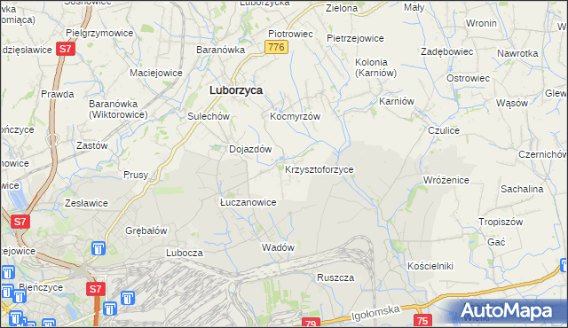 mapa Krzysztoforzyce, Krzysztoforzyce na mapie Targeo