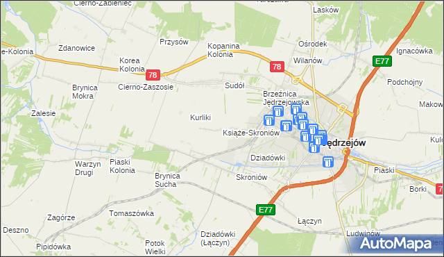 mapa Książe-Skroniów, Książe-Skroniów na mapie Targeo