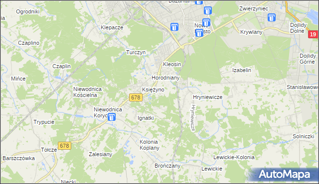 mapa Księżyno-Kolonia, Księżyno-Kolonia na mapie Targeo