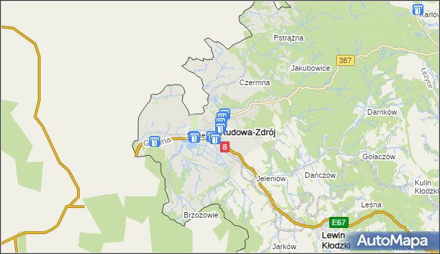 mapa Kudowa-Zdrój, Kudowa-Zdrój na mapie Targeo