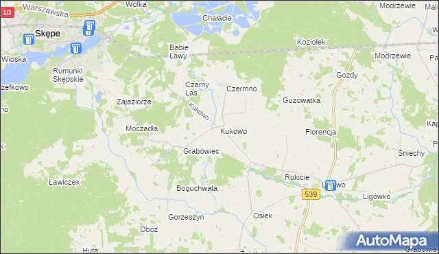 mapa Kukowo gmina Skępe, Kukowo gmina Skępe na mapie Targeo