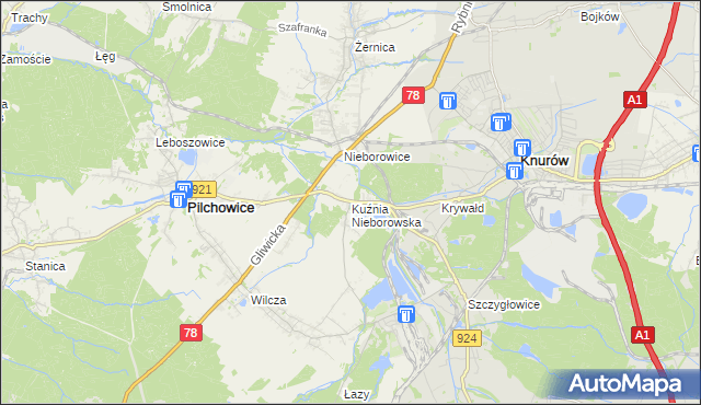 mapa Kuźnia Nieborowska, Kuźnia Nieborowska na mapie Targeo