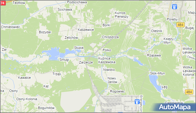 mapa Kuźnica Kaszewska, Kuźnica Kaszewska na mapie Targeo