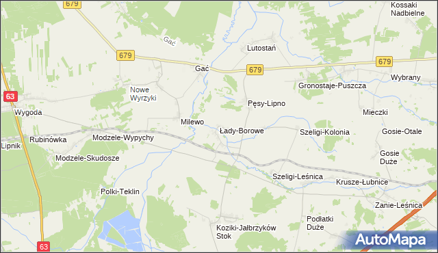 mapa Łady-Borowe, Łady-Borowe na mapie Targeo