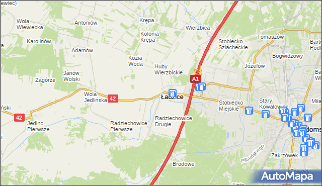 mapa Ładzice, Ładzice na mapie Targeo