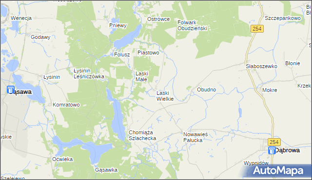 mapa Laski Wielkie gmina Gąsawa, Laski Wielkie gmina Gąsawa na mapie Targeo