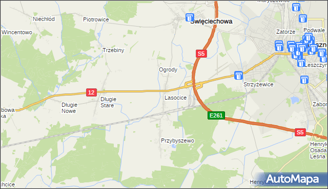 mapa Lasocice gmina Święciechowa, Lasocice gmina Święciechowa na mapie Targeo