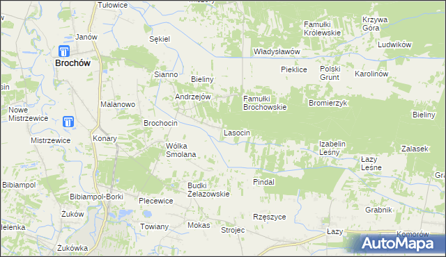 mapa Lasocin gmina Brochów, Lasocin gmina Brochów na mapie Targeo
