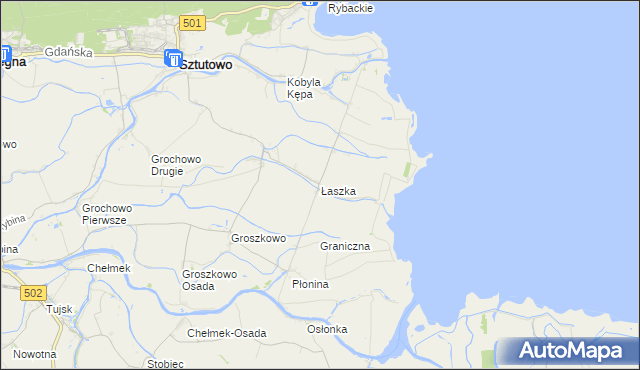 mapa Łaszka, Łaszka na mapie Targeo