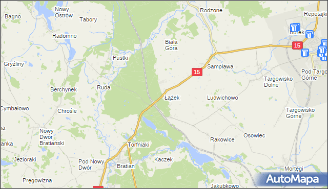 mapa Łążek gmina Lubawa, Łążek gmina Lubawa na mapie Targeo