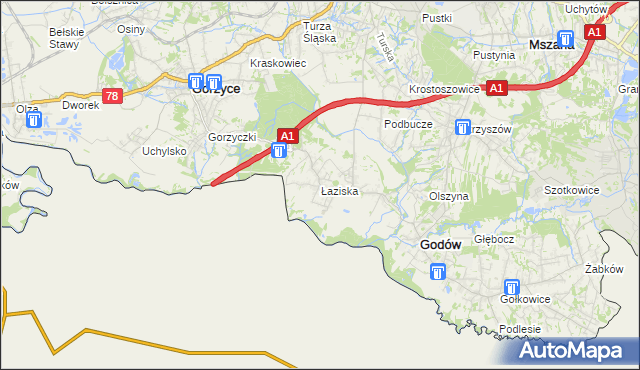 mapa Łaziska gmina Godów, Łaziska gmina Godów na mapie Targeo