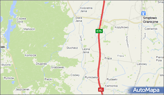 mapa Leśna Jania, Leśna Jania na mapie Targeo