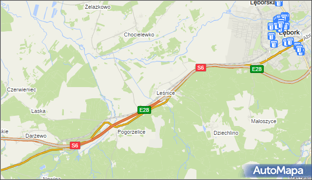 mapa Leśnice, Leśnice na mapie Targeo