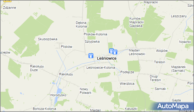 mapa Leśniowice, Leśniowice na mapie Targeo